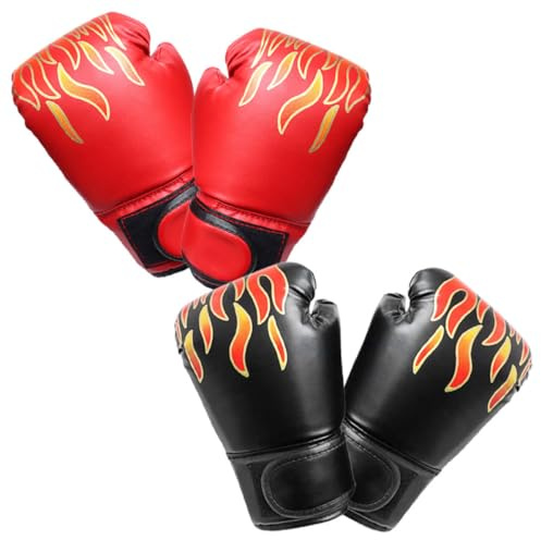 Housoutil Guantoni da Boxe per 2 Paia in Pu Rete Traspirante, Guanti da Kickboxing Comodi per Allenamento Sparring e Muay Thai, Guanto da Combattimento Portatile per Ragazzi