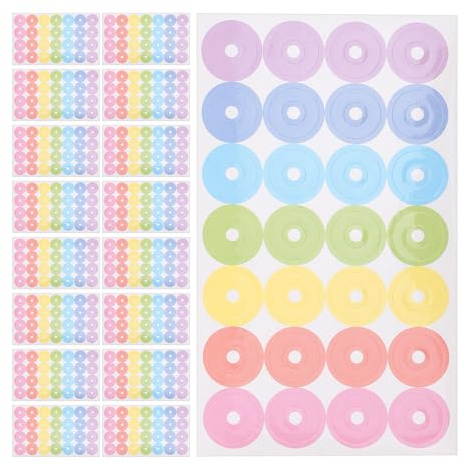ULTECHNOVO Pegatinas de Refuerzo para Agujeros de Papel, 20 Unidades en 5 Paquetes, Adhesivas Decorativas para Hojas Sueltas, Etiquetas Protectoras para Carpetas de Anillas, Uso Escolar