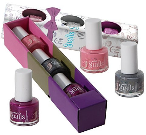 Snails Kinder Nagellack Geschenkbox 3 Fläschchen (Music) ,Bonbonrosa/Purpur/Silber, 7 ml