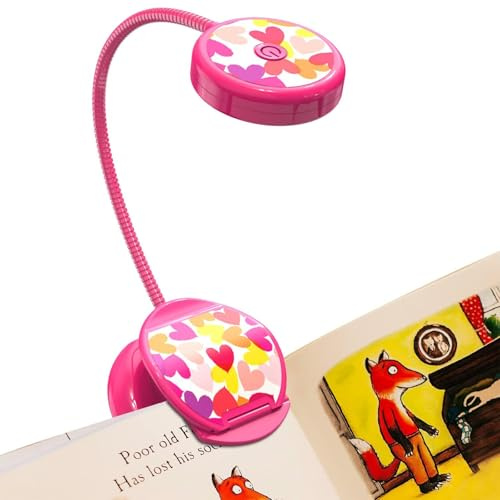 Vekkia Cute Rechargeable Book Light, Eye-Care Clip on Lights for Reading in Bed, 3 Colors & 3 Brightness, 1.8oz Lightweight, Up to 40 Hours Useage, Great Gifts for Kids & Readers (Rose Red)