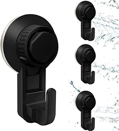 4 Piezas Ganchos Ventosa Fuerte,Ganchos De Ventosa De Vacío Fuertes Ganchos Ventosa Super Fuerte Ajustable Gancho De Succión De Baño De Cocina Para Colgar Llaves Abrigos Ropa Bolsos Ducha (Negro)