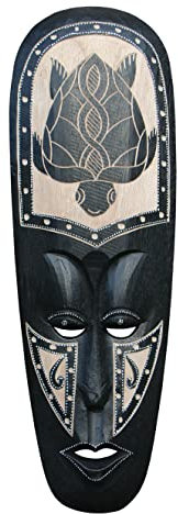 Wogeka - Máscara de pared de tortuga de 50 cm - en estilo étnico África de madera como idea de regalo para decoración de cumpleaños de Navidad - Talla hecha a mano de Bali Maske96