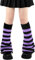 FENXIXIONE Y2k Goth Leg Warmers for Women - Harajuku Kawaii Fuzzy Long Leg Warmers (One Size, B Black & Purple Stripes Flared)