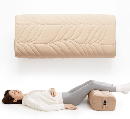 Zonli Yoga Bolster Pillow for Meditation & Restorative Yoga - Rectangular Support Cushion with Removable Cotton Cover & Carry Handle, 26x11x7,Coffee