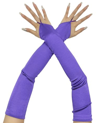 Anevous Satin Handschuhe Lang Fingerlos,Damenhandschuhe,Operahandschuhe,Abendhandschuhe,Seidenhandschuhe,1920s Style Gloves für Cosplay-Kostüme,Maskerade,Karneval,Halloween-Party,Lila