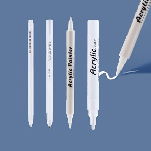 Altaroo 4er Stifte, Weißer Gelstift, Lackstift Weiß mit Spitzengrößen: 0,6, 0,8, 2,0, 1-3mm, Weißer Stift für Schwarzes Papier, Gelstifte Weiß für Schwarzes Papier, Skizzieren, Zeichnen