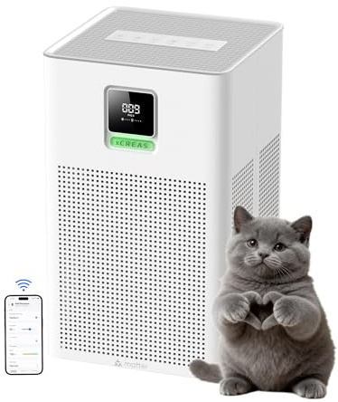 xCREAS Air Purifier for Home Bedroom,CADR 300m³/h【Alexa&Eco Mode】H13 HEPA Filter with Fragrance Sponge,3 Speed for Better Sleep 23dB,Air Frenshener, Allergies, Dust, Pet Dander, Odour, Smoke