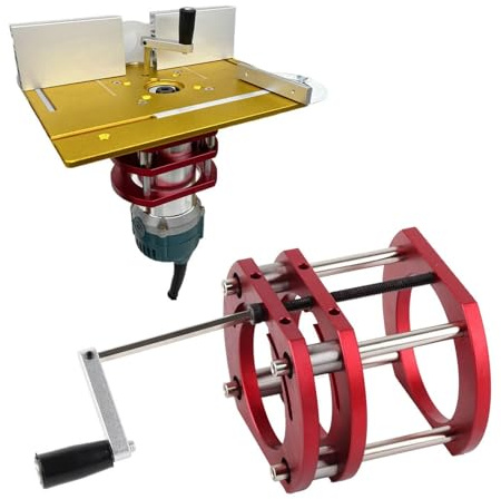 Router Lift Base, Electric Milling Lifting Base Aluminum Alloy Stainless Steel 4 Jaw Clamping Router Table Lifting System Base for High Precision Woodworking DIY Projects Red