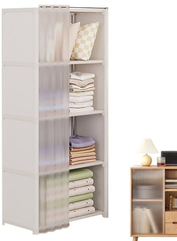 Armario de Acero Eventerde, Tela no Tejida, 5 Pisos, 125 x 28 x 40 cm, Estante para Ropa de Almacenamiento para Armario, Antipolvo, para Dormitorio, Dormitorio, Escuela o casa.