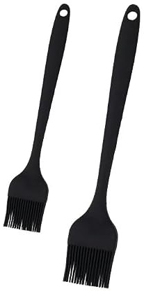 Set 2 Pennelli da Cucina in Silicone Alimentare - Pennello per Alimenti Resistente al Calore per Barbecue e Pasticceria - Nero