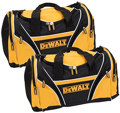 2 x Dewalt Tool Bag 8 46cm Toolbag Yellow Black Open Top DIY Gym Tools Holdall