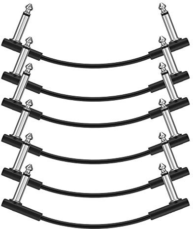 Donner Flache Patchkabel für Gitarreneffektpedale 6 Zoll Platzsparend Klarer Klang 1/4 TS Rechtwinklig 6er Pack