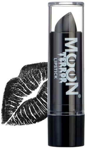 Moon Terror Black Lipstick | Midnight Black Halloween Lipstick | SFX Make up, Special Effects Make up Halloween Makeup Wednesday Addams Makeup Look | 4.2g