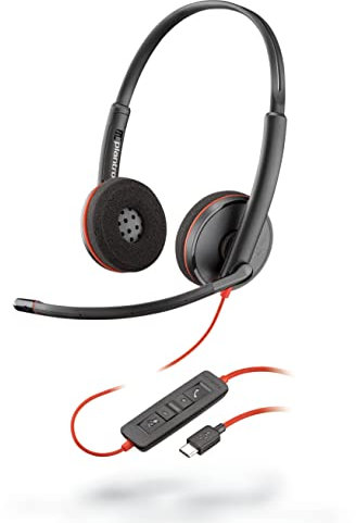 Plantronics – Blackwire 3220, kabelgebundenes Headset – Zwei-Ohr-Headset (Stereo) mit Mikrofonarm – Verbindung mit PC/Mac über USB-C-Anschluss – Kompatibel mit Teams, Zoom und mehr, Schaum