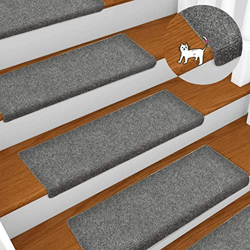 HUOLE 15 gradini per Scale con Coperchio, Tappetino per Scale, Protezione per Interni, Tappetino Antiscivolo e Autoadesivo, per Scale in Legno