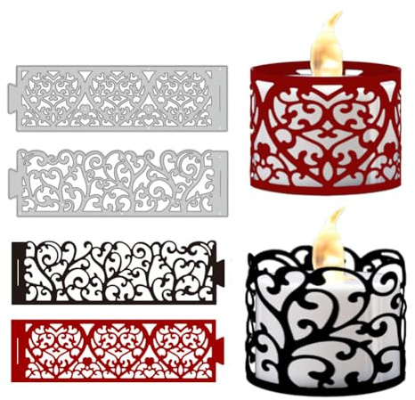 GLOBLELAND Herzkerze Metallstanzformen Florale Stanzformen Metallschablonen Metallstanzformen Für Die Kartenherstellung Prägewerkzeug Schablone Scrapbooking DIY Bastelalbum Papierkartendekor