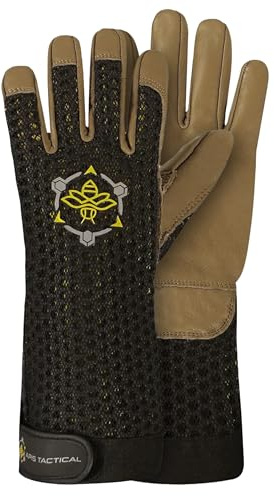 Apis Tactical Premium Ventilated Cowhide Beekeeping Gloves with Breathable Mesh & Extended Forearm Protection — High Dexterity Sting-Resistant Bee Gloves for Professional Beekeepers - (Brown, M)