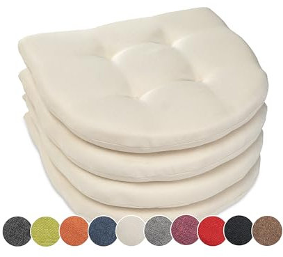 sunnypillow 4er Set Stuhlkissen 40x40 cm - Sitzkissen Stuhl 5cm dick - Sitzpolster für Stühle, Bänke in Haus und Garten - Indoor & Outdoor Auflage für Esszimmerstuhl oder Küche - Ecru - Made in EU