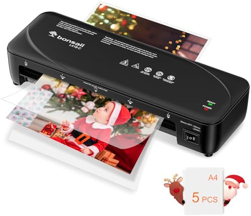 Bonsaii A4 Laminiergerät mit Anti-Stau-Technologie, 80-125 Mikron, 2-Walzen-System, Schnelles und reibungsloses Laminieren, Laminator für Fotos und Dokumente in Schule, Büro und Zuhause L418-C