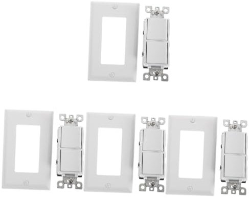 Switch panel,4pcs 2 2-position Light Switch Light Dimmer Outlet Modern Light Electric Plate Covers Light Rocker Double Light Cover