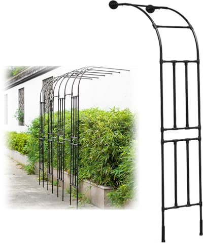 Metall Rosenbogen Garten Halbbogen Rankhilfe Rankgitter Torbogen Für Kletterpflanzen Stahlrahmen Halb-rosenbogen Witterungsbeständig(Black,180X240X45cm)
