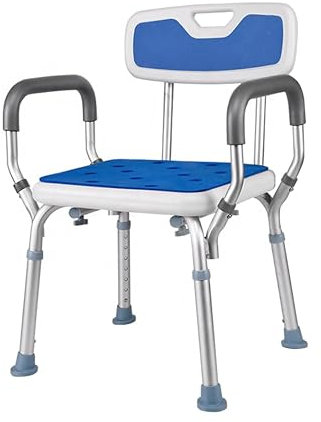 Silla de Ducha VED | Banco de Ducha Ajustable en Altura de 6 Pulgadas | Incluye reposabrazos Acolchado | Patas Antideslizantes | Taburete de bañera para Personas Mayores, Capacidad de 150 kg