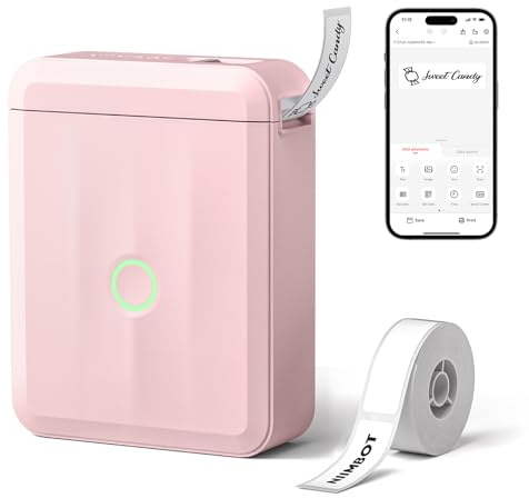 NIIMBOT D110 Mini Etichettatrice con Etichette, Stampante di Etichette Bluetooth, App Versatile con 60+ Caratteri e Oltre 1000+ icone, per Organizzare Casa, Cucina, Scuola e Ufficio, Rosa