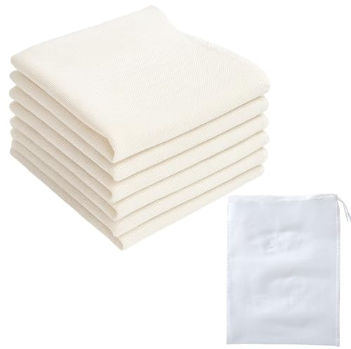 7 Stück Passiertuch, Käsetuch, 6x50x50 Cm Cheesecloth Dampfgartuch, 1x60x45 Cm Sojamilch Filtertuch, Baumwolltuch, Wiederverwendbar, Leinentuch, Abseihtuch