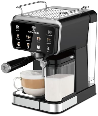 MisterChef Café Luxe Multi Capsule Espresso & Coffee Machine – 20-Bar Pump | Works with Nespresso® & ESE Pods | Built-in Milk Frother for Cappuccino & Latte | Sleek Stainless Steel Finish | UK Plug