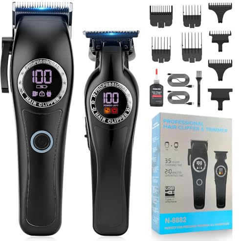 Misuke Professional Hair Clippers Men and Beard Trimmer for Men,Cordless Barber Clippers Set, Electric T-Blade Haircut Hair Shaver Rechargeable Mens Grooming Kits,Mens Gifts
