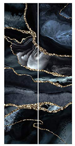 Bilderwelten Schiebegardinen Set Schwarz mit Glitzer Gold 2 Flächenvorhänge 250 x 120cm Ohne Aufhängung