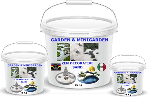 Sabbia decorativa ESSICCATA E PURIFICATA BIANCO CARRARA MEDIA In pratico secchio Colore Bianco Caraibico Ideale Anche per ACQUARI Giardini ZEN Hobby CREATIVI (8 Kg ø 0,7-1,2)