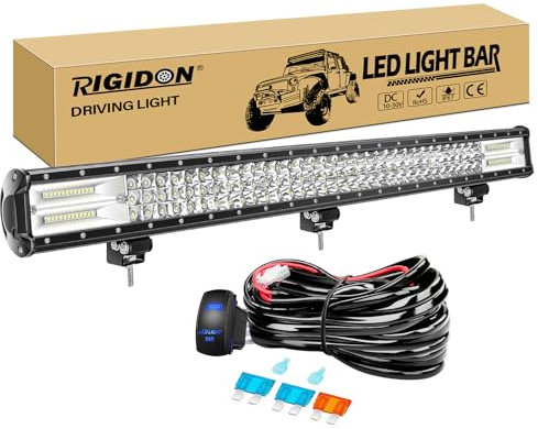 RIGIDON 34 Zoll 86cm 468W wasserdichte Led lichtleiste kfz mit 12v kabelbaum kit, Offroad Beleuchtung bar für Auto SUV ATV, LKW 4x4, Fahrzeuge, 6000K Weiß led nebelscheinwerfer, Led Work Light Bar