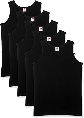 Fruit of the Loom Herren Regular Fit Unterhemd 5-Pack Athletic Mens, Schwarz (Black), 3XL