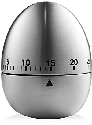Egg Kitchen Timer Cute Manual, Stainless Steel Metal Mechanical Visual Countdown Cooking Timer with Loud Alarm for Kitchen Cooking Baking Sports