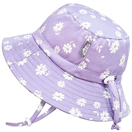 JAN & JUL Cotton Sun-Hat for Baby Toddler (M: 6-24 Months, Purple Daisy)