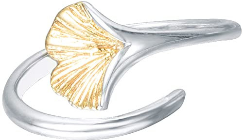 WLLDDDIU Ring Silber 925 Damen, S925 Sterling Silber Ginkgo Ring Verstellbare Ringe Kleiner Frischer Offener Ring Silber Daumenring Ewigkeitsring Hochzeitscharme Schmuck Geschenke Fr Mnner