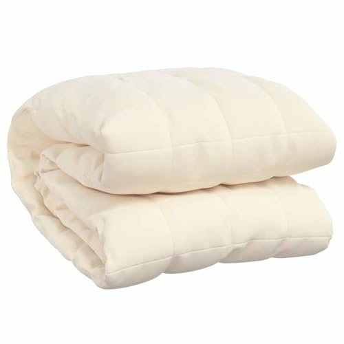 vidaXL Manta Con Peso de Tela Color Crema Claro 220x240 cm 15 kg, Edredón Calmante, Ropa de Cama Para la Ansiedad