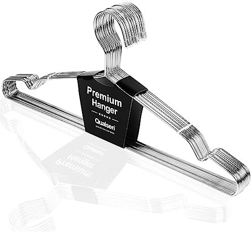 Qualsen Kleiderbügel Metall,10 Stück Eisen Kleiderbügel,Metallbügel,Clothes Hangers,Platzsparende Kleiderbügel Edelstahl Kleiderbügel Draht für Anzug T-Shirt Hemd Jacke Kleid Hose(42 cm)