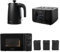 Salter COMBO-8856 Kuro Kettle Toaster Microwave Set – With Storage Canisters, Tea/Coffee/Sugar Tins, 1.7L Fast Boil Kettle, 4-Slice Toaster, Freestanding 20L Microwave Oven With Dial Control, Black