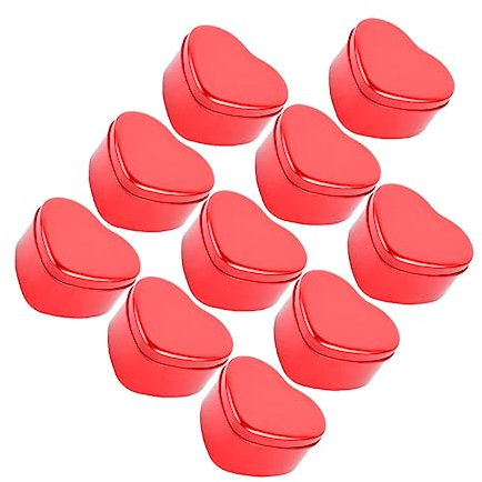VINTORKY 10pcs Heart Shaped Tinplate Candy Box Wedding Favor Box for Party Middle Red