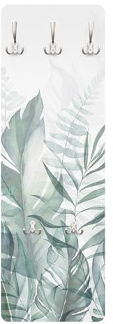 Bilderwelten Garderobe Botanik 105cm x 34cm Tropisch Blätter Modern Garderobenhaken Garderobenpaneel Flurgarderobe Flur-Möbel Wandgarderobe Holz