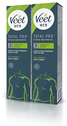 Veet Men, Crema Depilatoria Uomo, Pelli Normali, 200 ml, L'imballagio può variare (Confezione da 2)