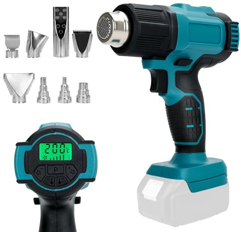 Cordless Heat Gun Compatible with Makita 18V Battery, 8 Nozzles | Brushless Motor, 4 Temperature Setting, Max 932°F(500°C) , Overload Protection, for Shrink Tubing Crafts Resin, No Battery