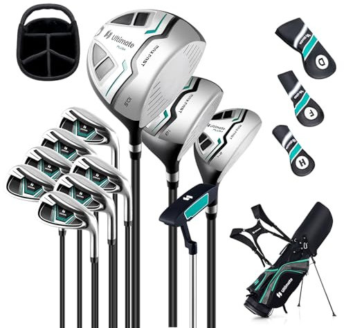 LIFEZEAL 12 pezzi Set completo da golf per uomo, sacca da golf con treppiede e tracolla, driver 460CC #1, legni da fairway #3, ibridi #5, ferri #5,#6,#7,#8,#9,#S P, putter