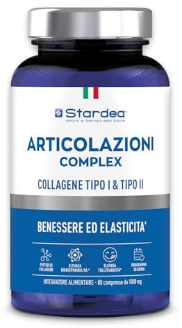 Collagene per Articolazioni | 80 compresse | 3000 mg Collagene marino di Tipo 1 e 2 | Collagene idrolizzato peptidi con Manganese e Rame | Tendini e Articolazioni | STARDEA ARTICOLAZIONI COMPLEX