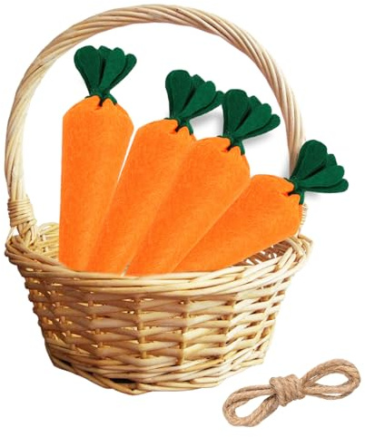 DIELOVEHUA 4 Piezas Zanahorias de Pascua, Artificiales Realistas de Zanahorias, Decoración de Zanahoria de Fieltro, Decoración de Pascua, para Fiesta, Fotografía, Decoración de Vajilla