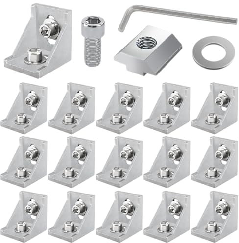 XYTAHDM 15 Stück Befestigungsmaterial Winkel Aluprofil 20x20 Aluprofil Befestigung Satz Winkelverbinder Aluprofil 20x20 Zubehör Alu Winkelprofil 20x20 Item Profil 20x20 Aluwinkel 20x20