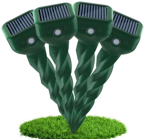 TEPENAR Maulwurf Vertreiber Solar 4er Set - Ultraschall Wühlmausabwehr & Tiervertreiber gegen Maulwürfe, Wühlmäuse Schlangen, Murmeltiere (IP65 wasserdicht) Für Garten, Rasen, Hof