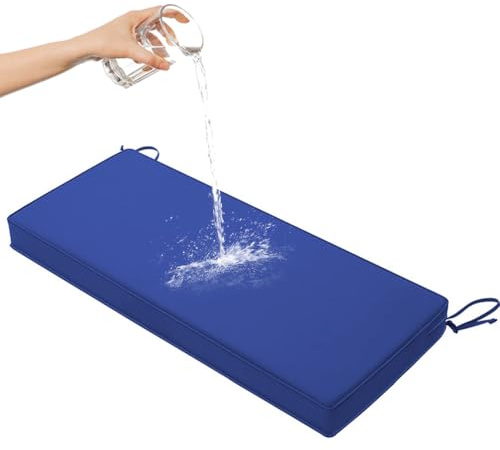 Genérico Cojín De Banco De Exterior De 8cm De Grosor,con Ribete Doble Cojín De Banco De Jardín De 2/3 Plazas, Funda De Asiento Antideslizante Y Lavable,para Columpios De Patio,Royal Blue,120x30x8cm